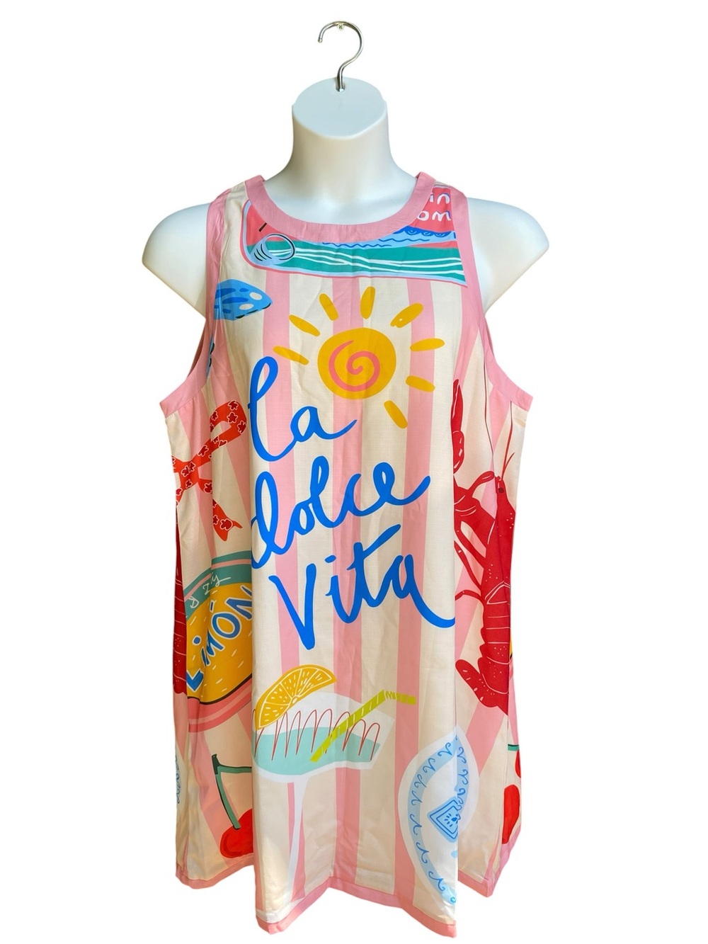 New Nice To Meet You La Dolce Vita Pink Stripe Shift Dress Womens Size 2XL